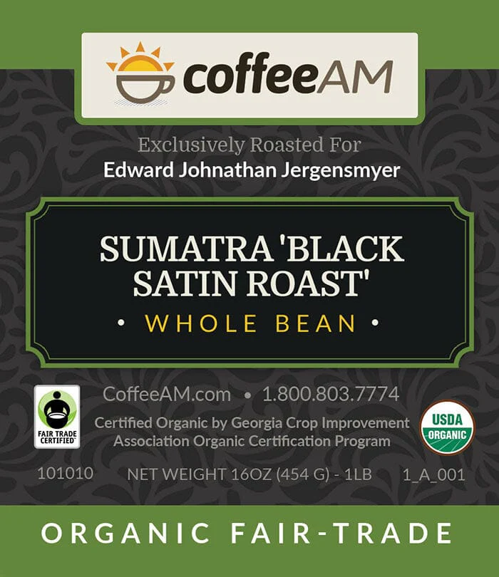 Organic Sumatra 'Black Satin Roast' Fair Trade Coffee - Image 3